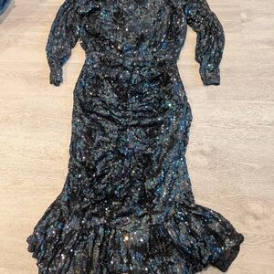 Marquis Romanelli Couto  Black and Silver Sequin Gown